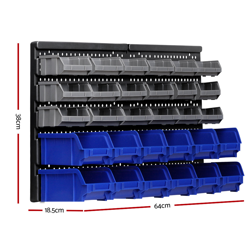 Giantz 60 Bin Wall Mounted Storage Rack – Peg Board Organiser for Garage & Workshop