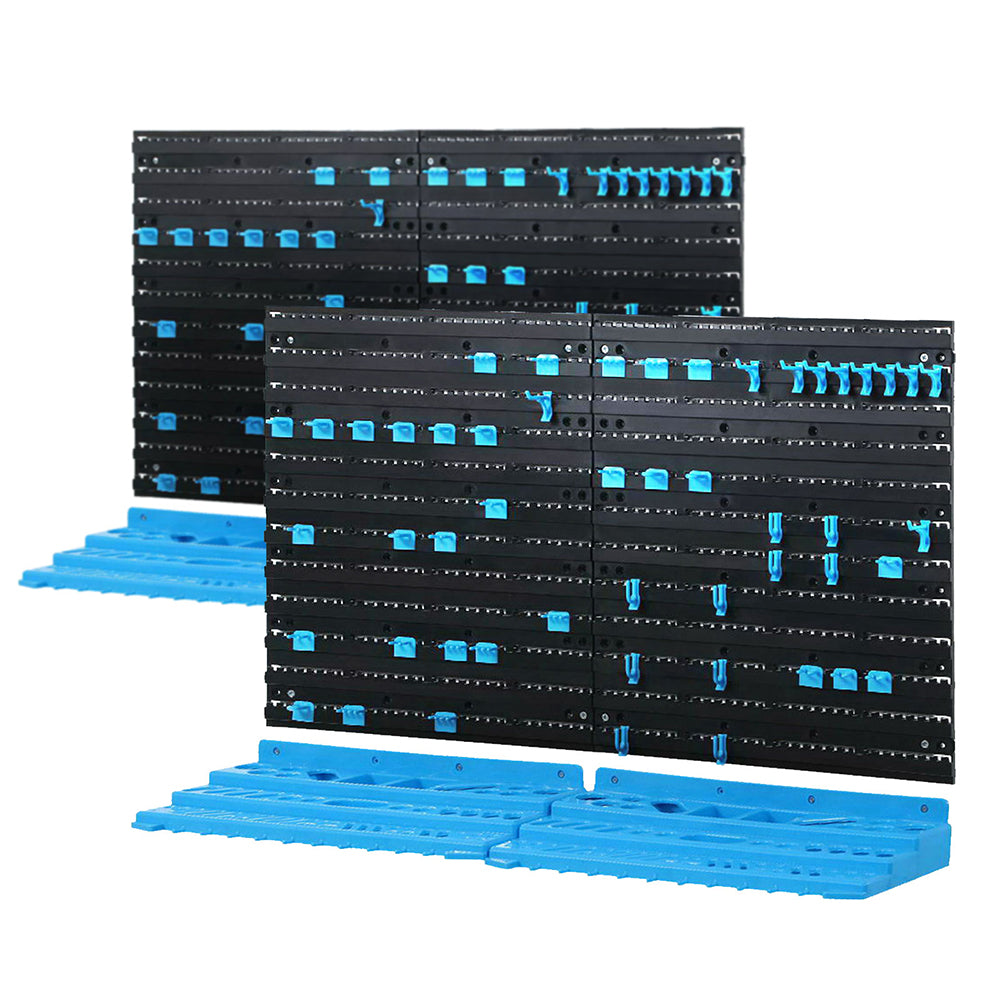 Giantz 108-piece wall-mounted pegboard tool storage system with organized tools in Australian garage