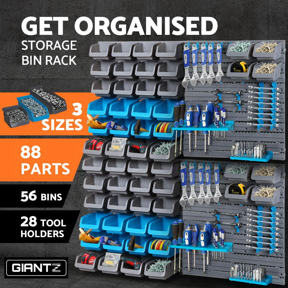 Giantz 88 Bin Wall Mounted Storage Rack – Heavy-Duty Garage Tool Organiser System