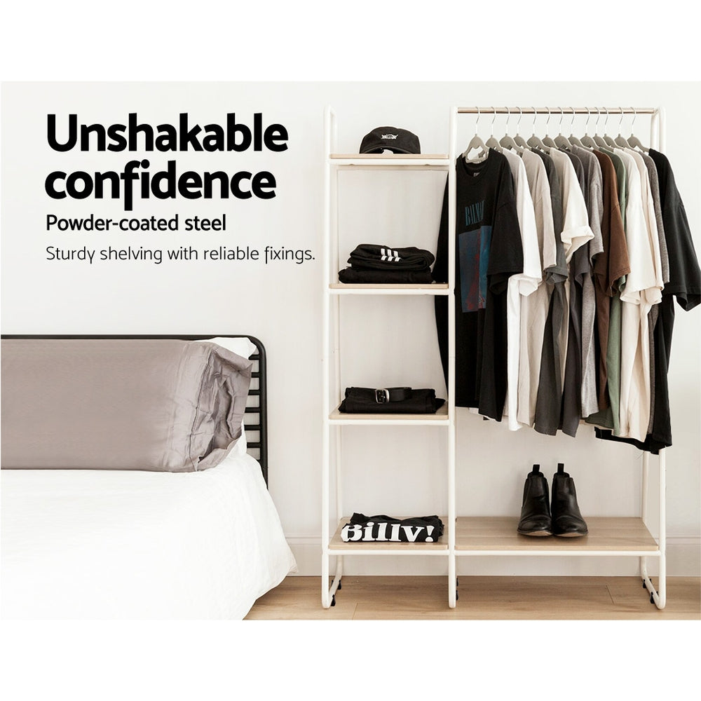 Artiss 150cm Clothes Rack with Shelves – Minimalist Wardrobe Storage Solution