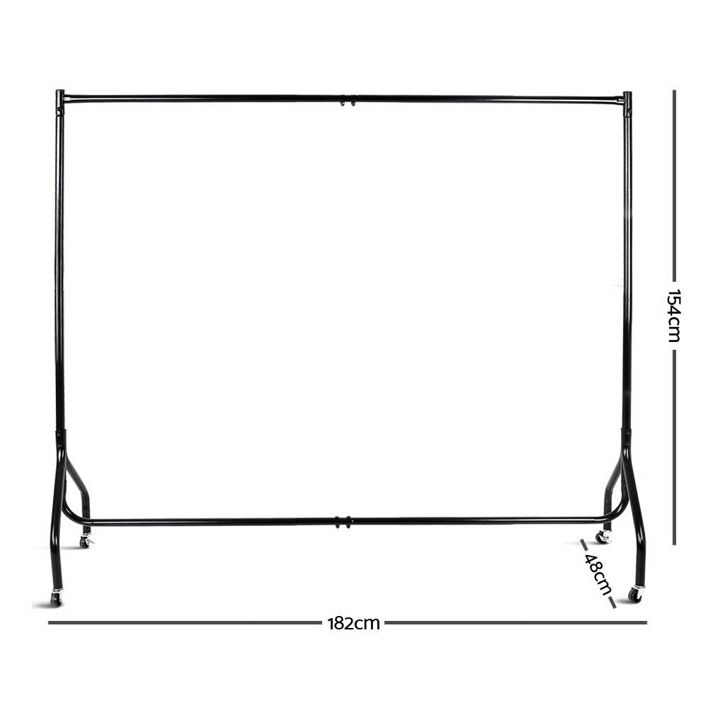 Artiss 2x Clothes Rack Airer – 6FT Metal Coat Stand with Wheels, Heavy Duty 60kg Capacity