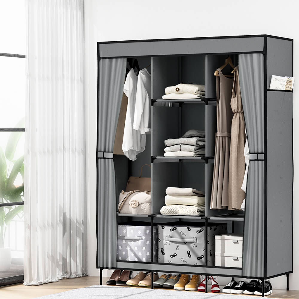Portable wardrobe fitted in small Australian apartment bedroom showing space-efficient design