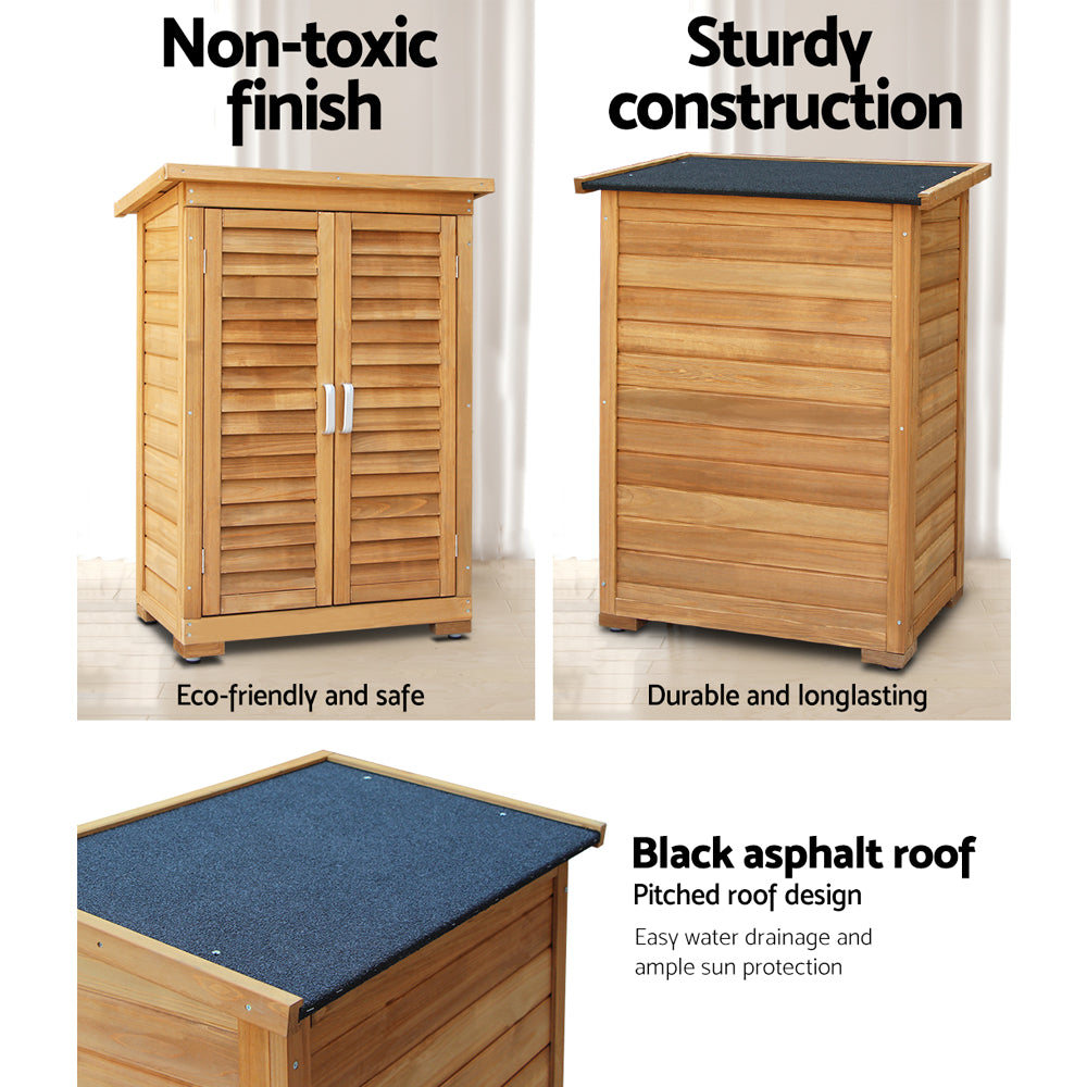 Outdoor Wooden Storage Cabinet – Weatherproof Garden Cupboard with Adjustable Shelf