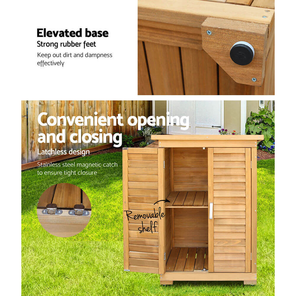 Outdoor Wooden Storage Cabinet – Weatherproof Garden Cupboard with Adjustable Shelf