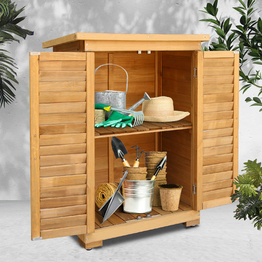 Outdoor Wooden Storage Cabinet – Weatherproof Garden Cupboard with Adjustable Shelf