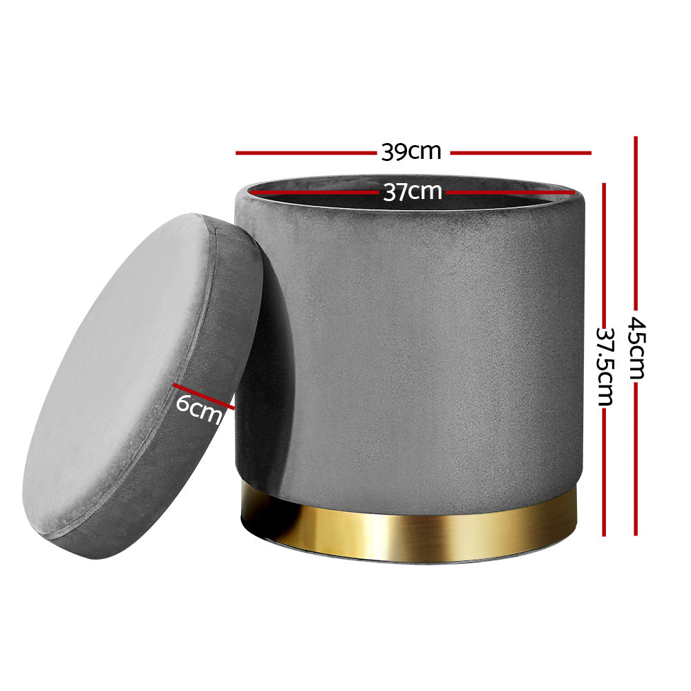 Modern velvet ottoman for compact spaces – charcoal grey