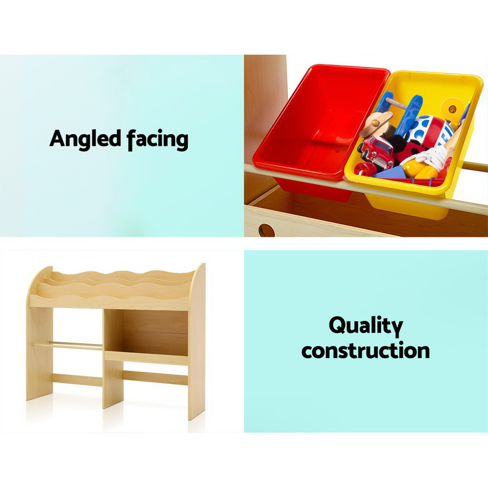 Keezi Kids Bookshelf & Toy Storage Rack – Stylish Organiser with Bins & Drawers