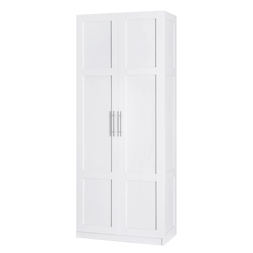 2-Door Tall Buffet Cupboard – White Kitchen Pantry Storage Cabinet (180cm)