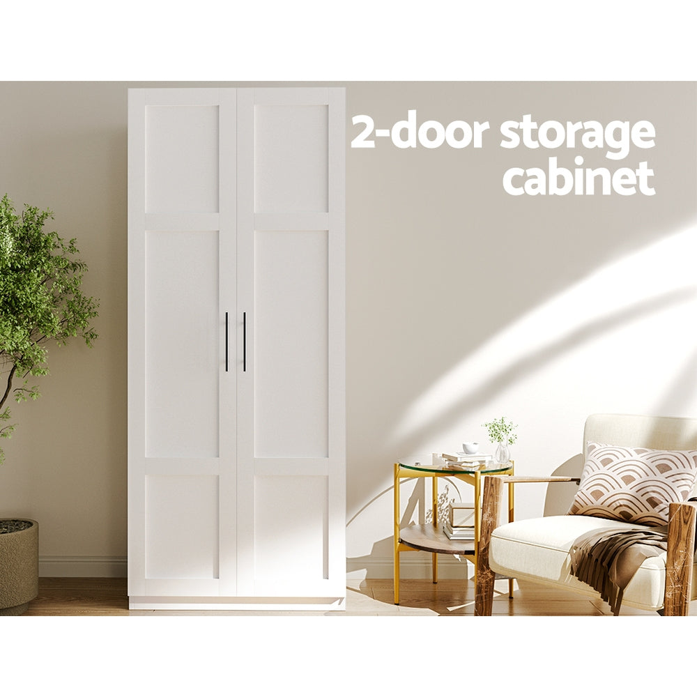 2-Door Tall Buffet Cupboard – White Kitchen Pantry Storage Cabinet (180cm)