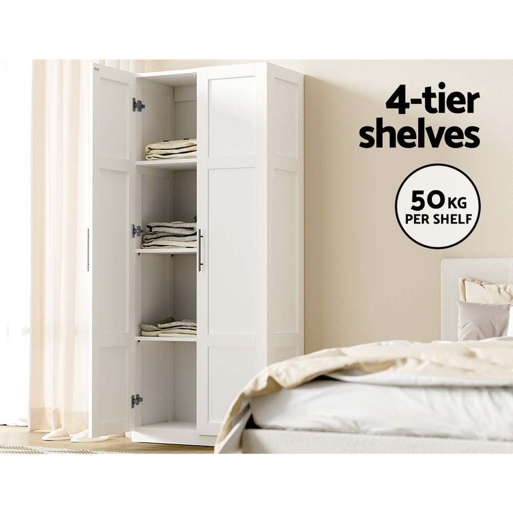 2-Door Tall Buffet Cupboard – White Kitchen Pantry Storage Cabinet (180cm)