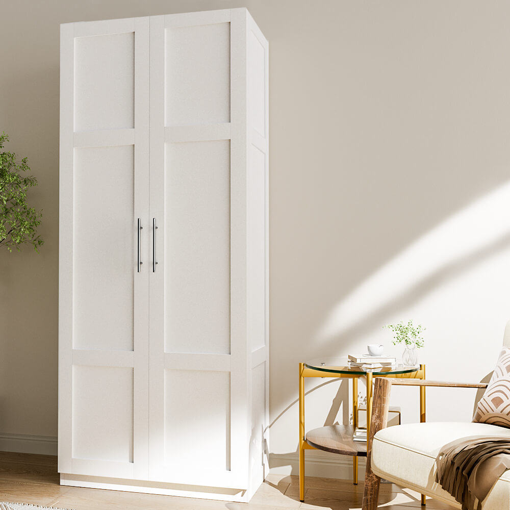2-Door Tall Buffet Cupboard – White Kitchen Pantry Storage Cabinet (180cm)