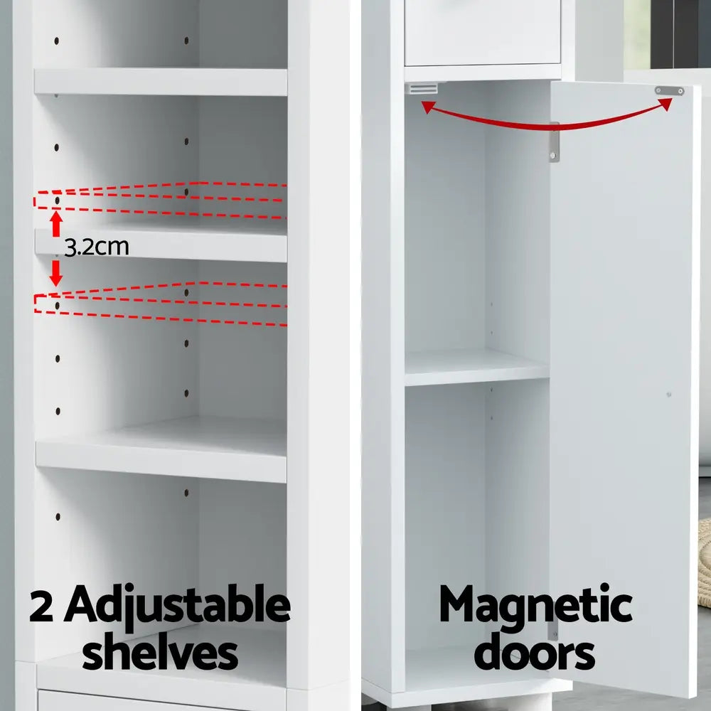 Artiss Bathroom Tower 180cm Tall - Ultra Slim Storage Cabinet Australia