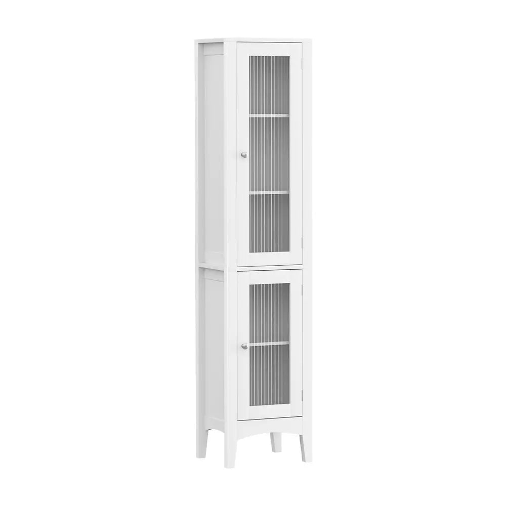 Artiss bathroom storage cabinet 160cm tall white finish tempered glass doors 5 shelves vertical storage Australian bathroom