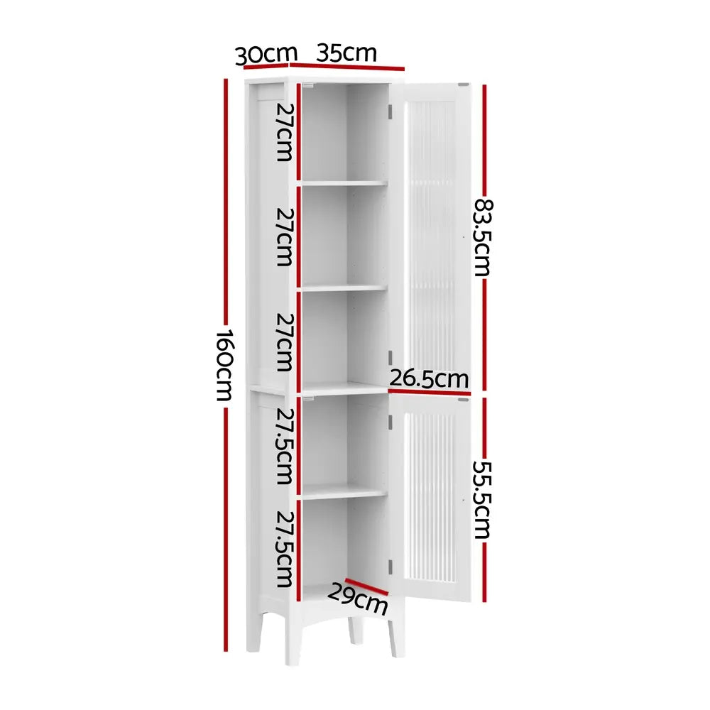 160cm tall bathroom cabinet size comparison showing slim 35cm width fits small Australian bathroom spaces