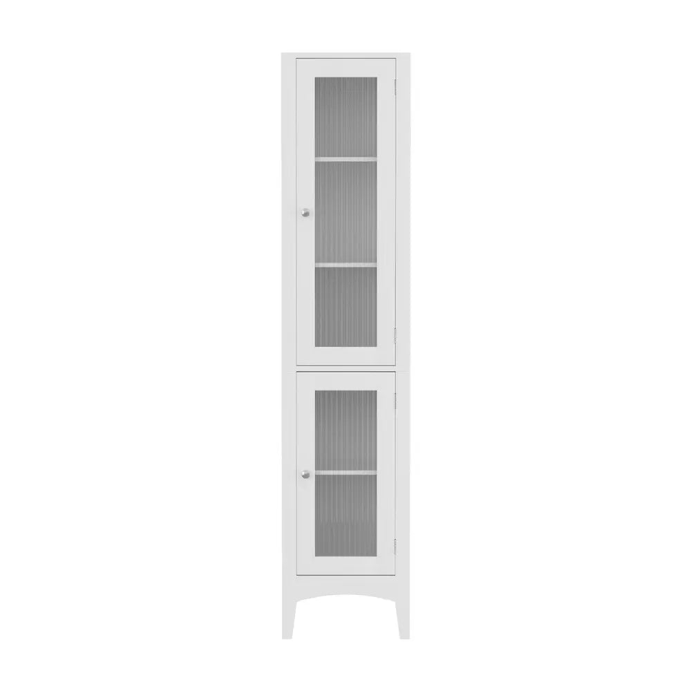 Artiss Bathroom Storage Cabinet 160cm Tall White - Glass Door Cupboard Australia