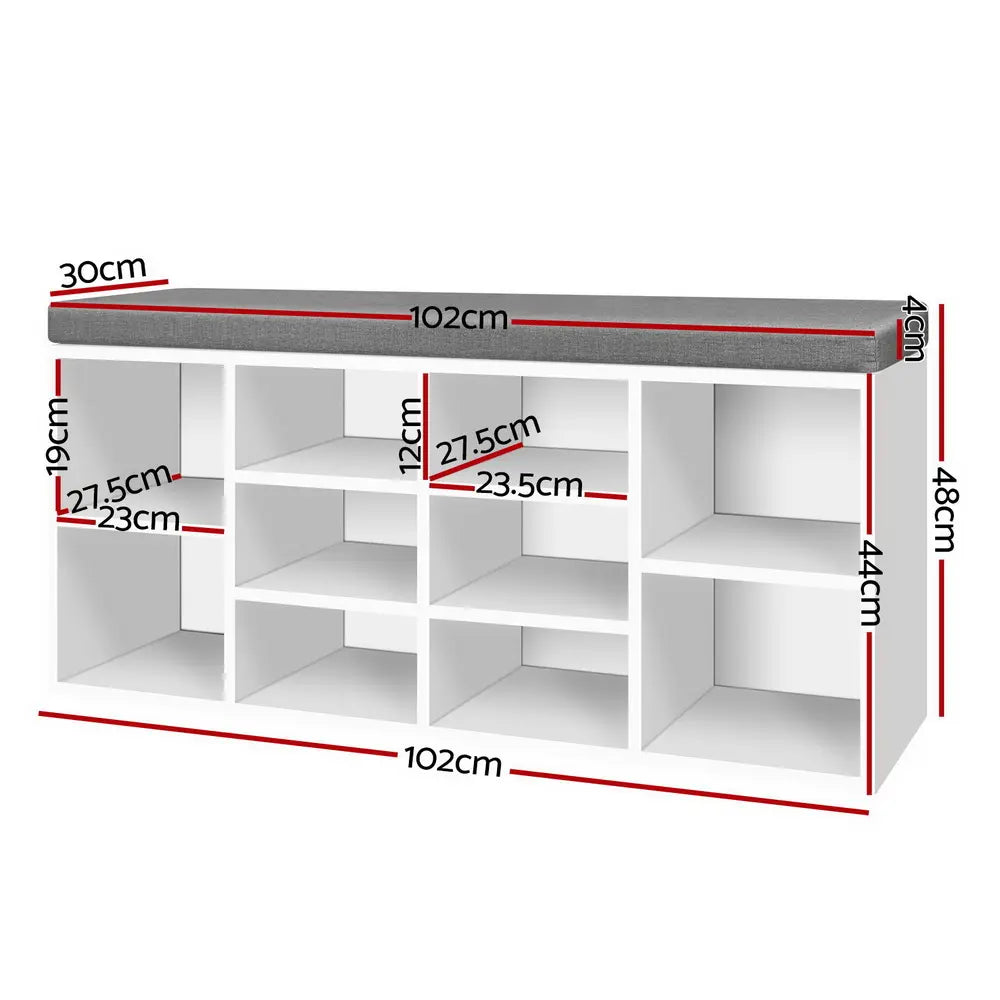 2-in-1 Shoe Storage Bench - 10 Pair Capacity Entryway Organizer with Cushioned Seating