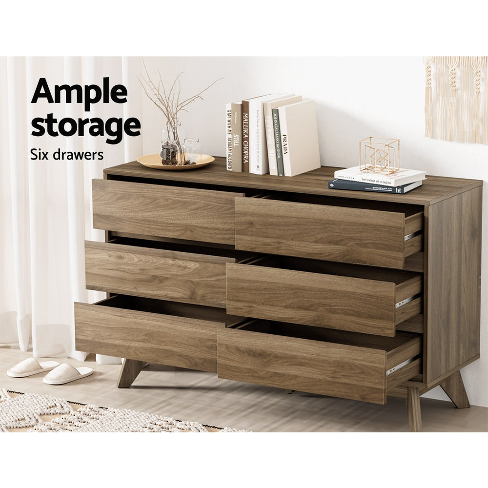 XAVI 6-Drawer Chest | Stylish Walnut Storage Solution | Modern Design + Ultimate Organisation