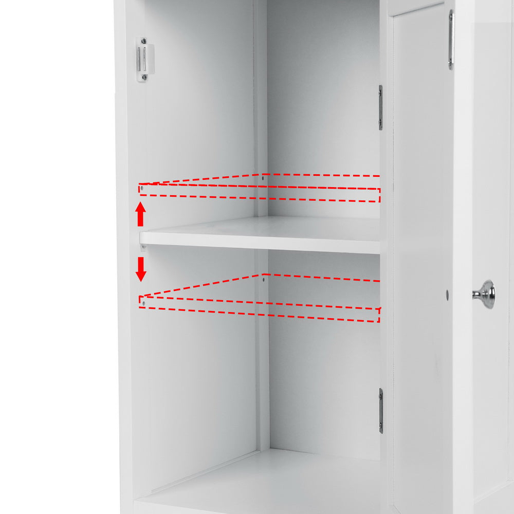 161cm White Bathroom Storage Cabinet with Rattan Panels