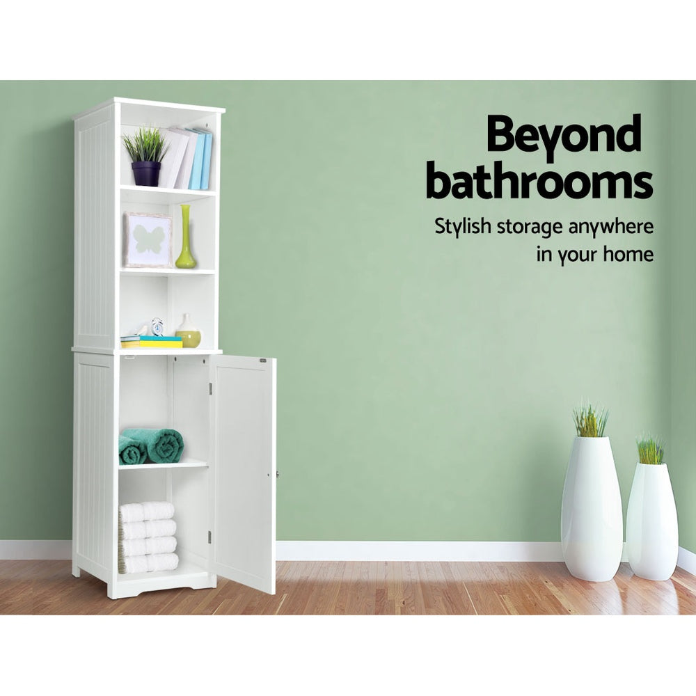 Artiss 160cm Tall Bathroom Cabinet – White Storage with Shelves & Cupboard