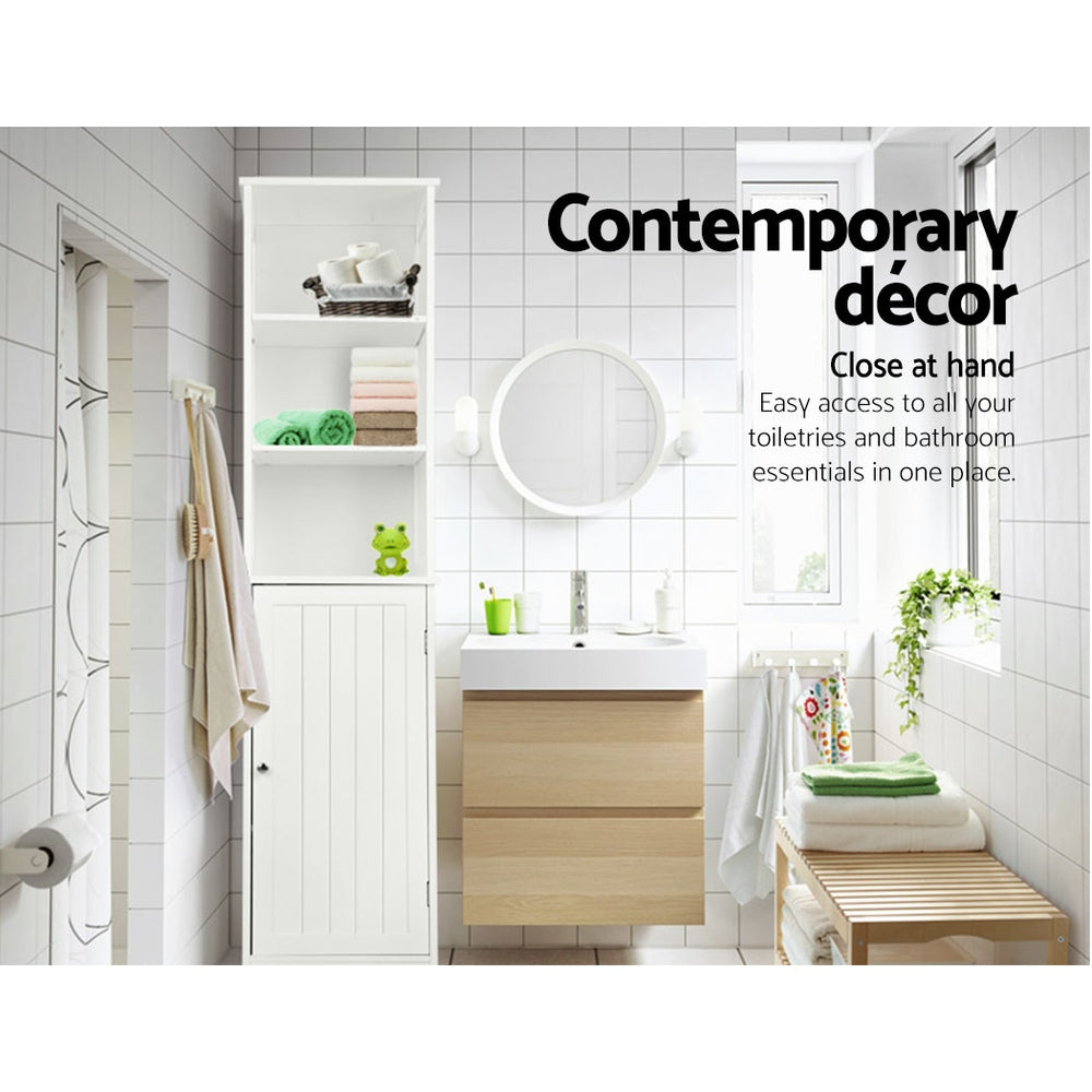 Artiss 160cm Tall Bathroom Cabinet – White Storage with Shelves & Cupboard
