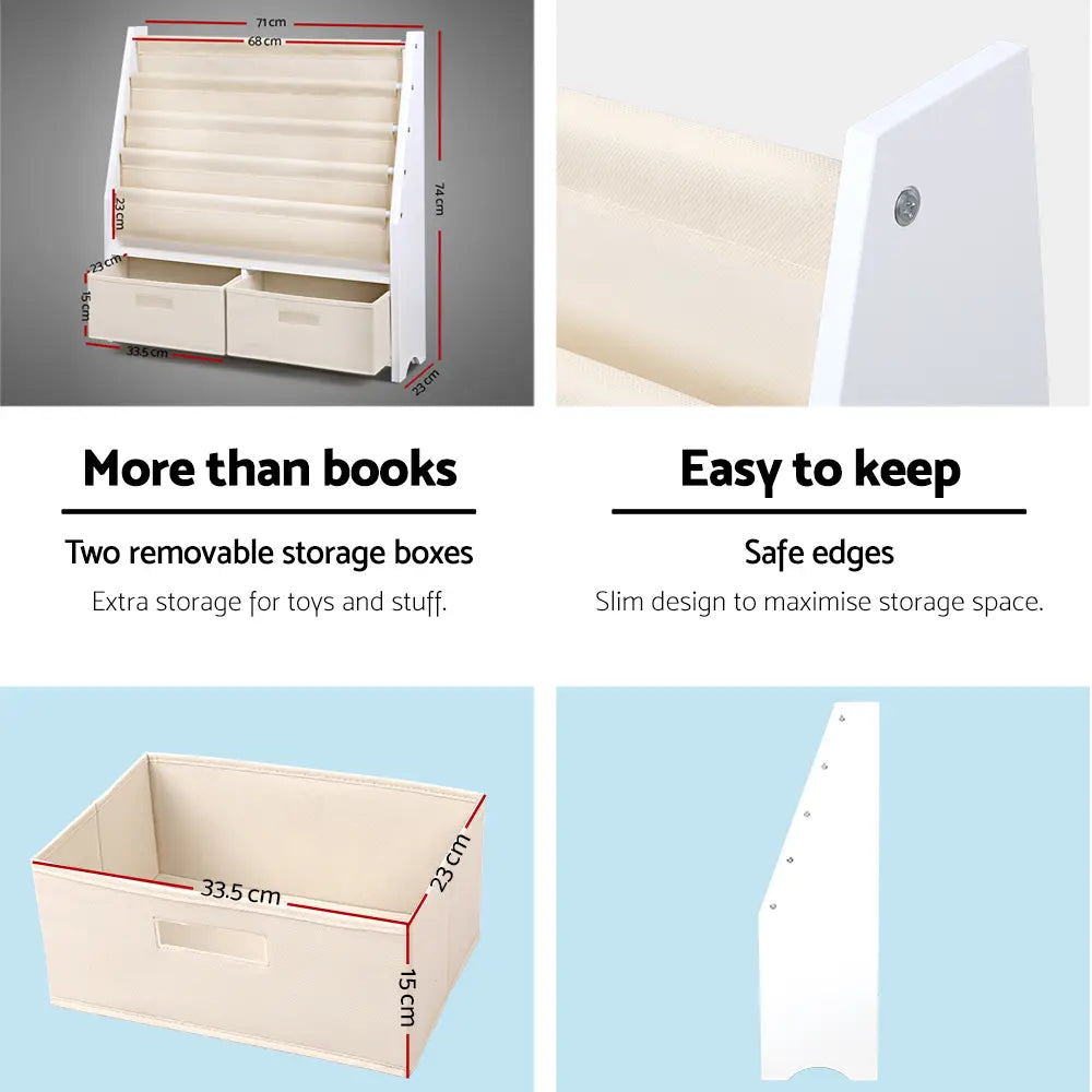 Smooth rounded edges and child safe paint on kids book organizer