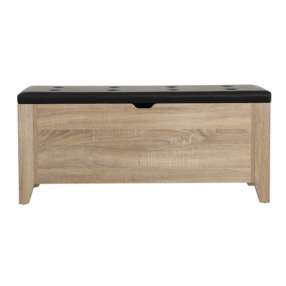 Storage Ottoman Australia | Premium Leather Blanket Box Footrest - Oak Finish