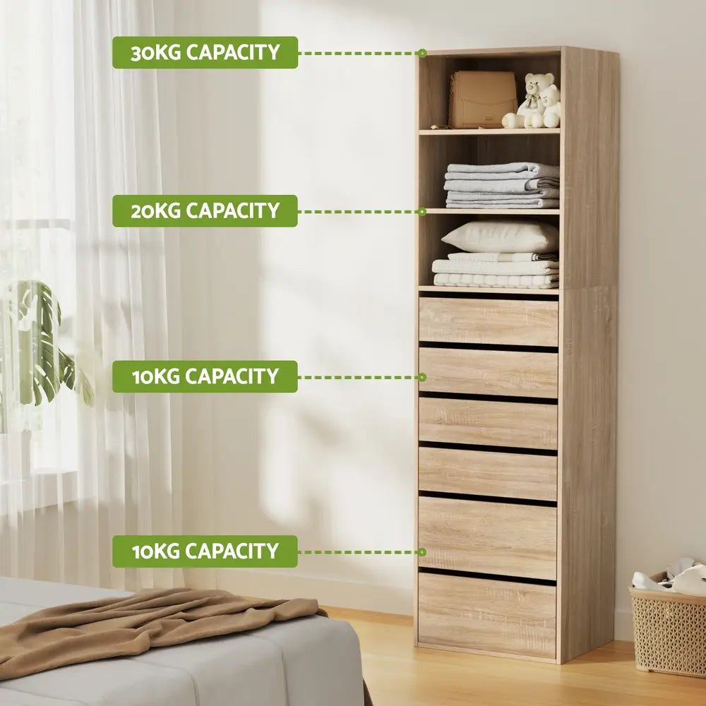 Wall-mounted wardrobe tower bedroom storage solution Australia