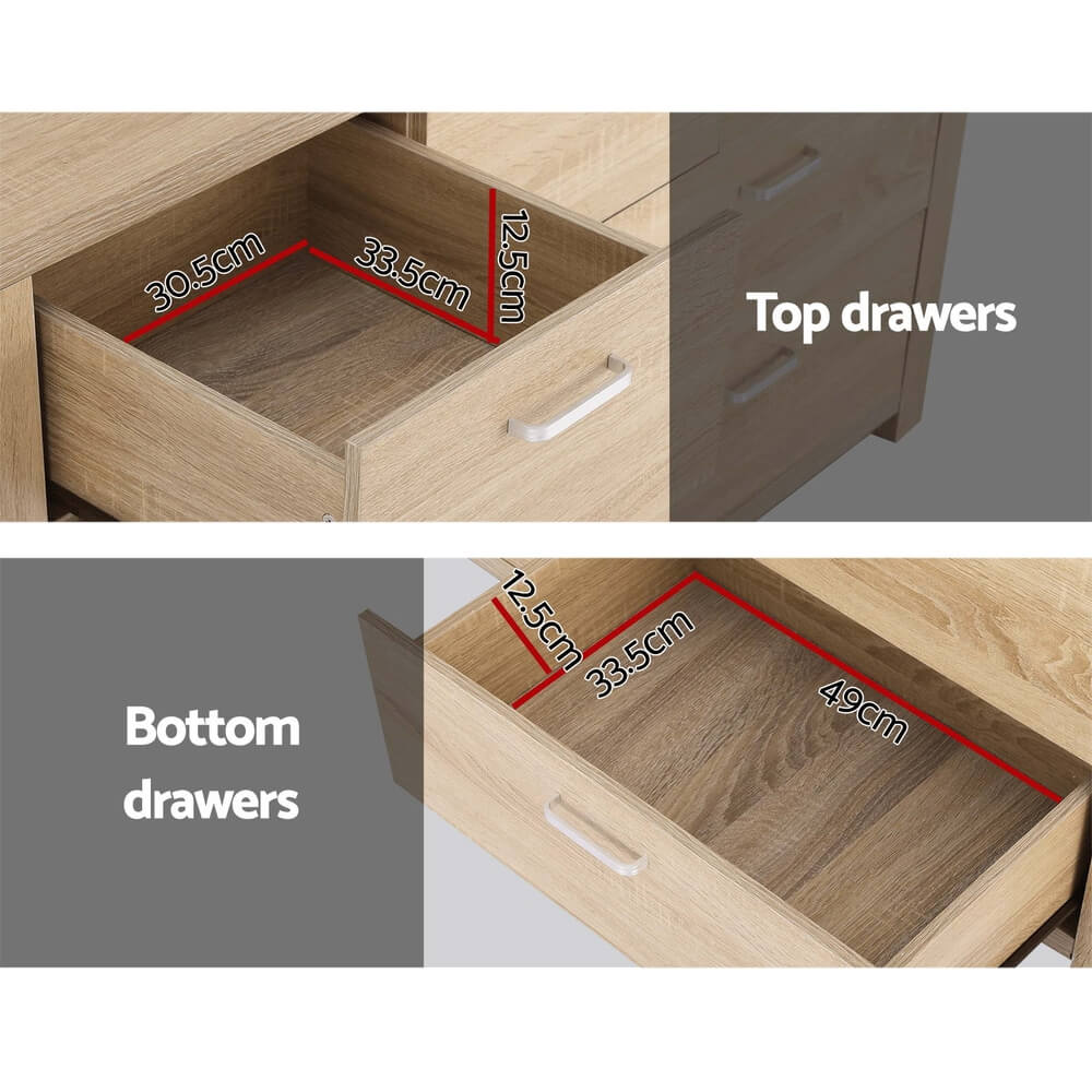Artiss 7-Drawer Chest of Drawers – Maxi Storage in Pine Oak Finish