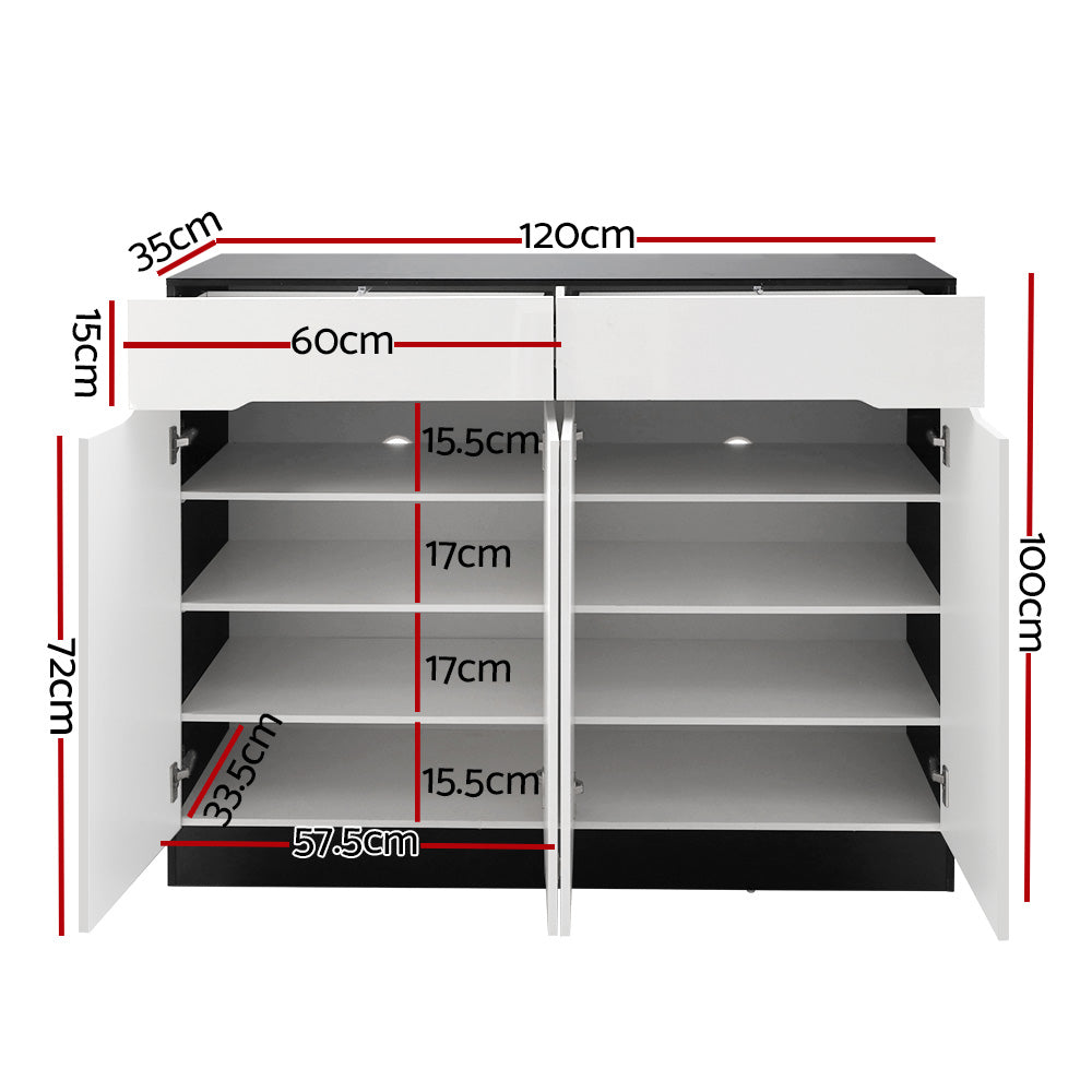 Artiss Lydia High-Gloss Shoe Storage Cabinet – 120cm with Drawers | Sleek, Smart & Family-Ready