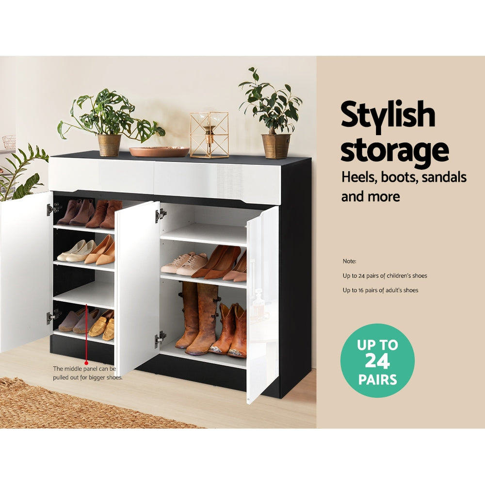 Artiss Lydia High-Gloss Shoe Storage Cabinet – 120cm with Drawers | Sleek, Smart & Family-Ready