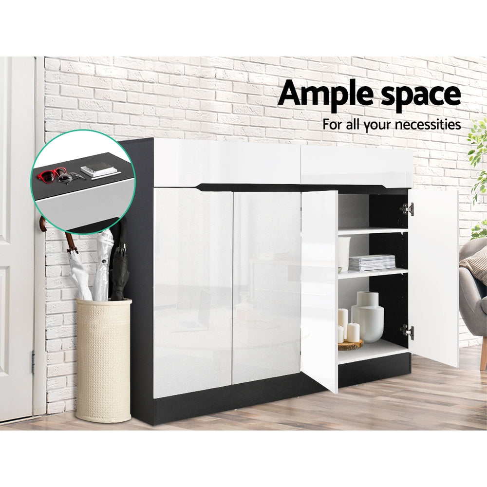Artiss Lydia High-Gloss Shoe Storage Cabinet – 120cm with Drawers | Sleek, Smart & Family-Ready