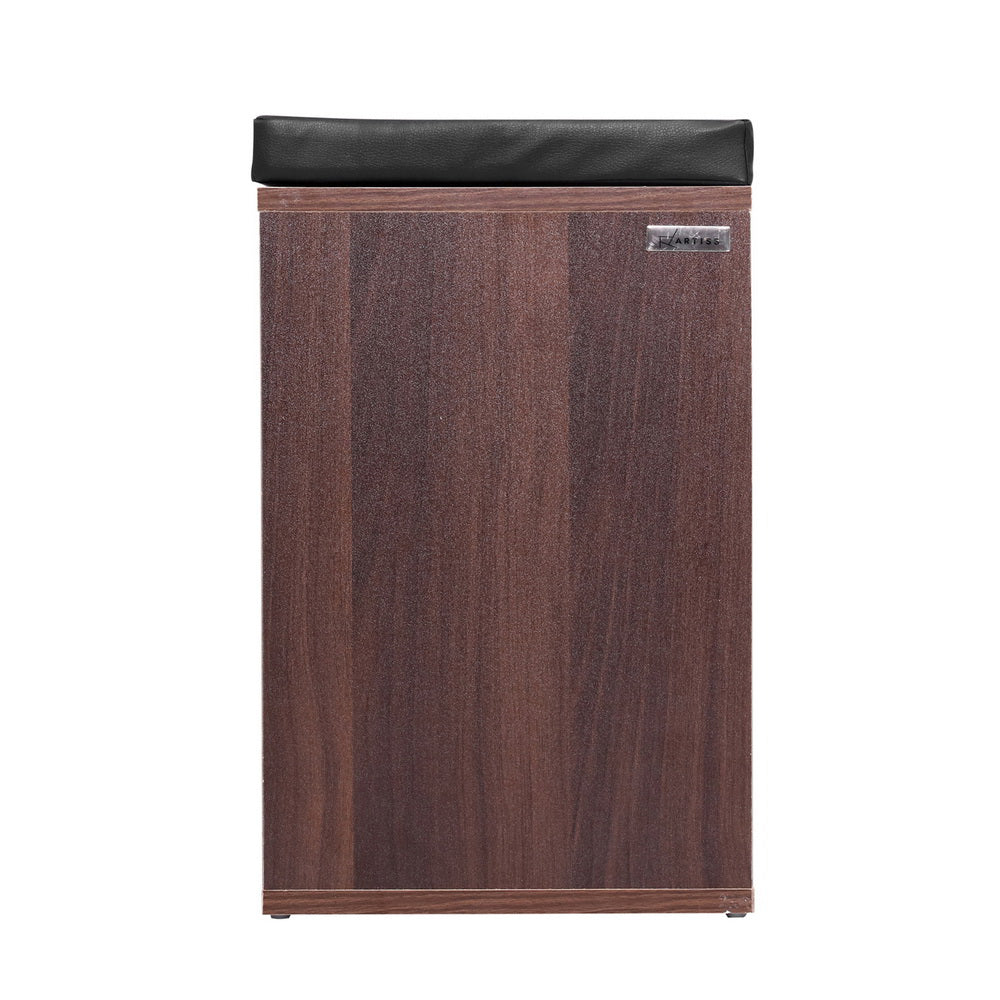 Artiss 10-Cube Shoe Cabinet Bench – Walnut Entryway Storage with Cushioned Seat