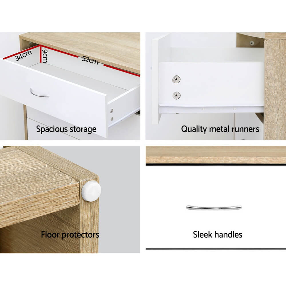 Artiss 4 Drawer Chest – Stylish White & Oak Bedroom Storage