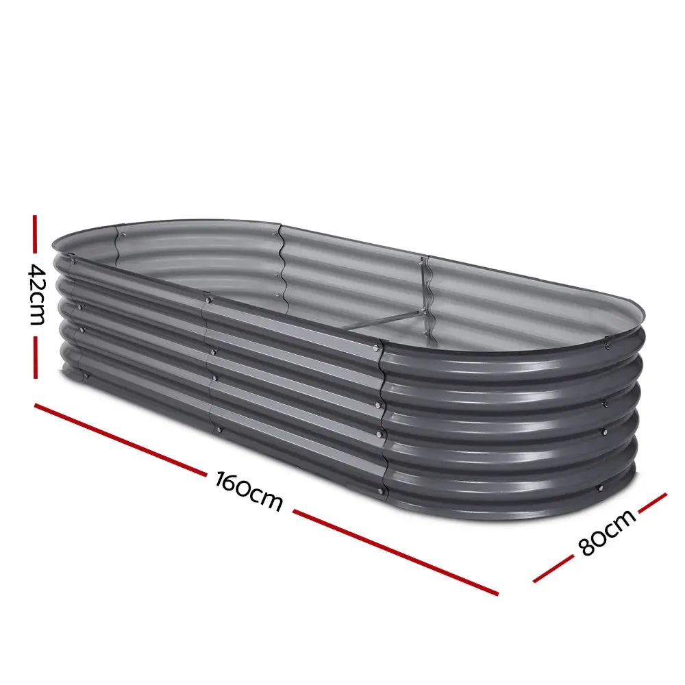 2x Oval Raised Garden Beds 160X80X42cm