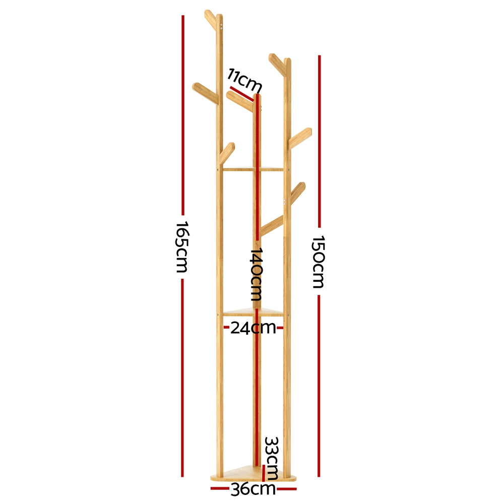 Premium Bamboo Clothes Rack with 9 Hooks - Free Standing Coat Stand for Australian Homes