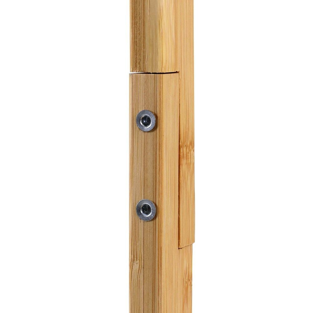 Metal reinforced joints showing quality construction of bamboo coat stand