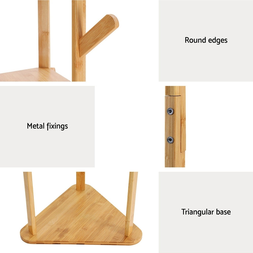 Anti-slip base protectors on bamboo clothes rack preventing floor scratches