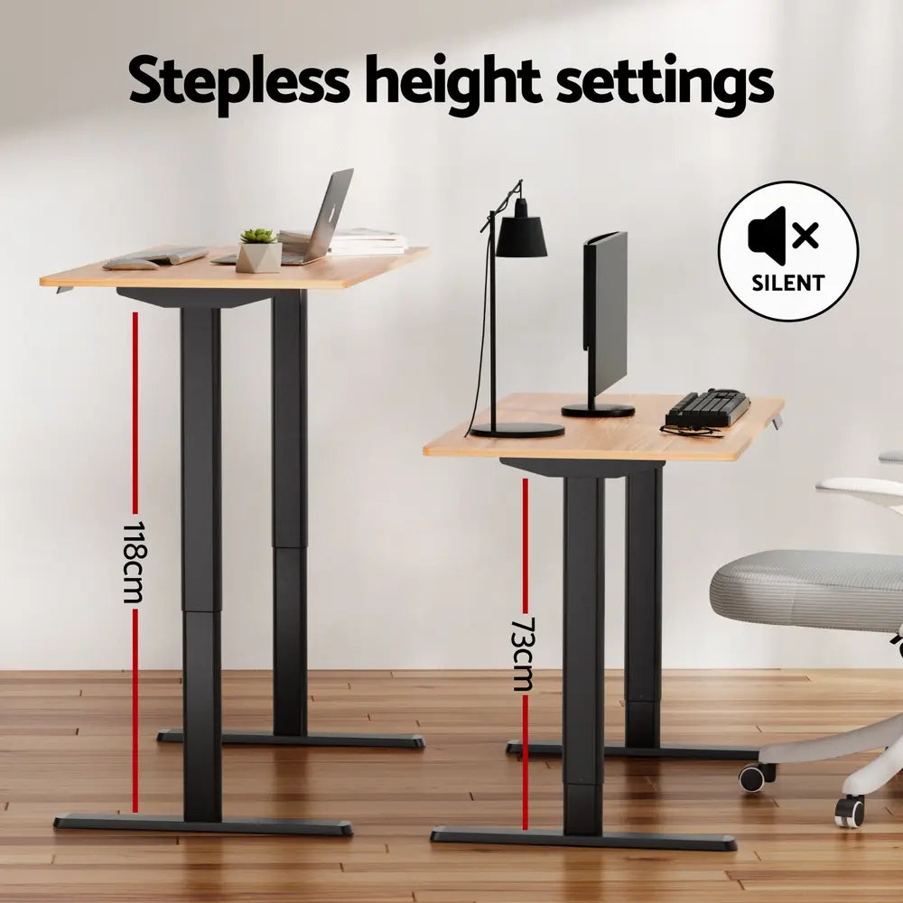 Motorised sit stand desk adjusted to sitting height 73cm for office work