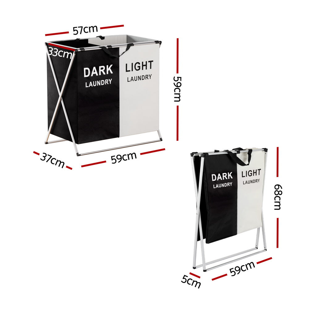 Artiss 2-Section Foldable Laundry Basket | Large Capacity Hamper for Easy Washing | Sort, Store & Conquer Laundry Day!