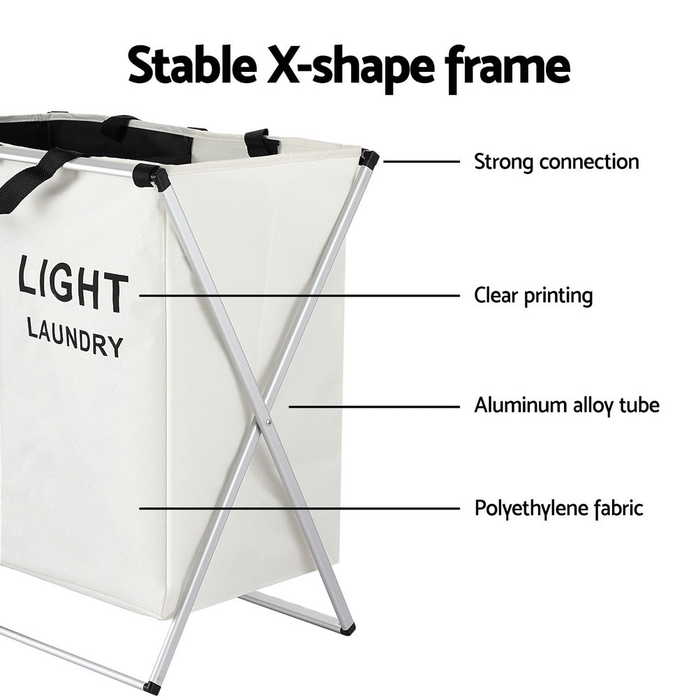 Artiss 2-Section Foldable Laundry Basket | Large Capacity Hamper for Easy Washing | Sort, Store & Conquer Laundry Day!