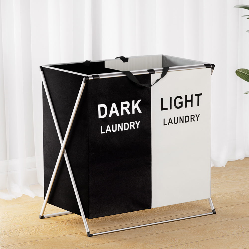 Artiss 2-Section Foldable Laundry Basket | Large Capacity Hamper for Easy Washing | Sort, Store & Conquer Laundry Day!