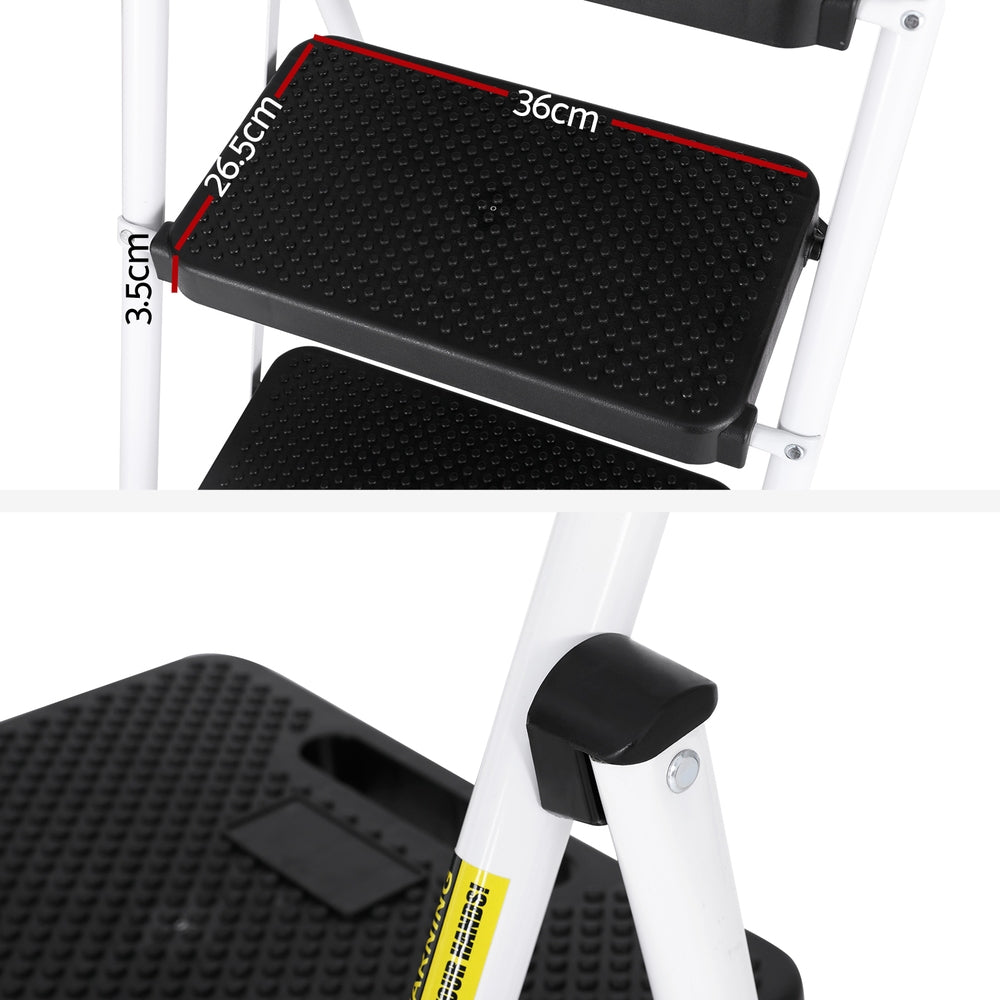 Giantz 4 Step Ladder – Multi-Purpose Folding Steel Platform with Safety Handle (150kg Capacity)