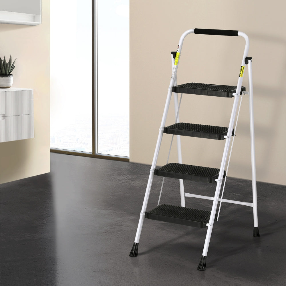Giantz 4 Step Ladder – Multi-Purpose Folding Steel Platform with Safety Handle (150kg Capacity)