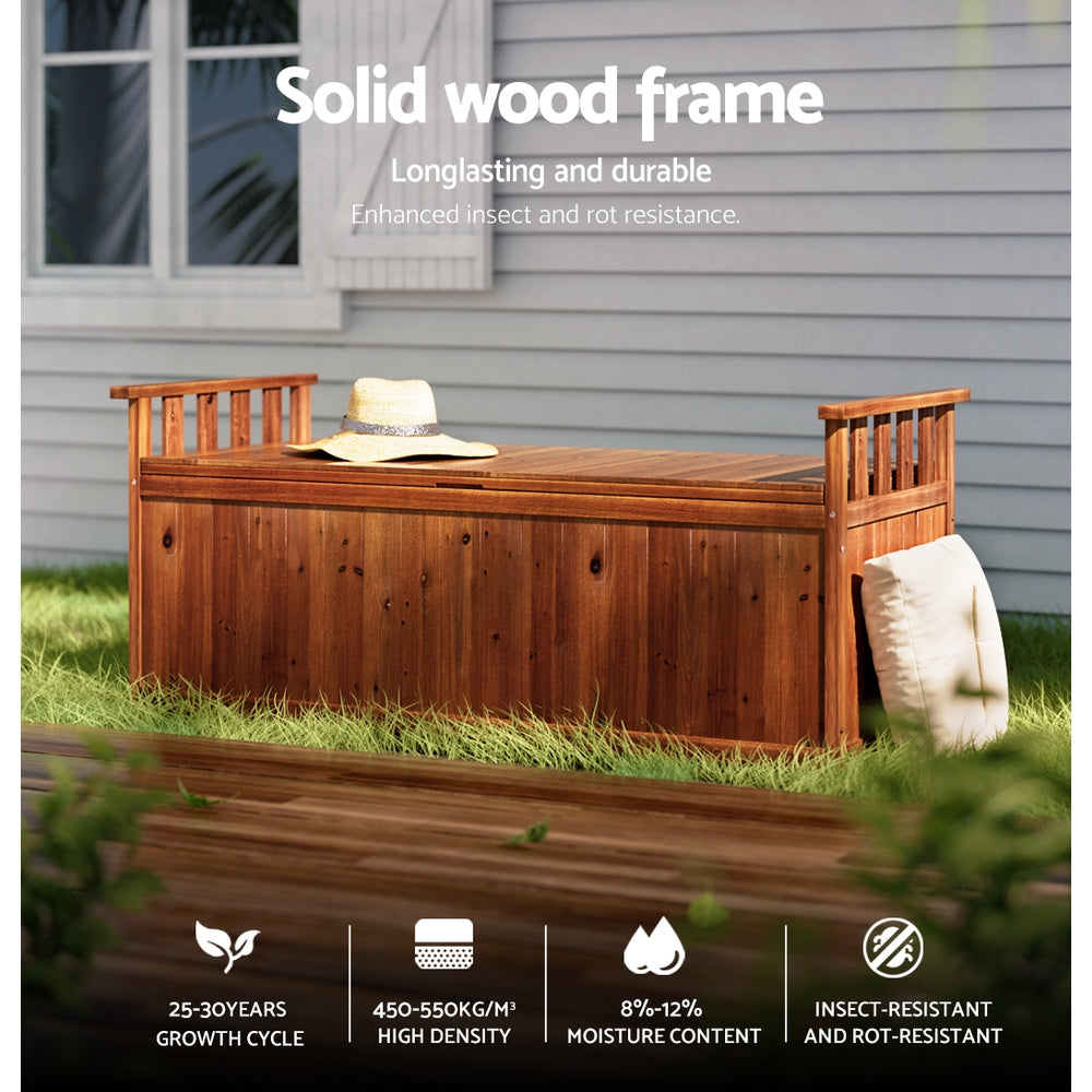 🌿 129cm Outdoor Wooden Storage Bench – Natural