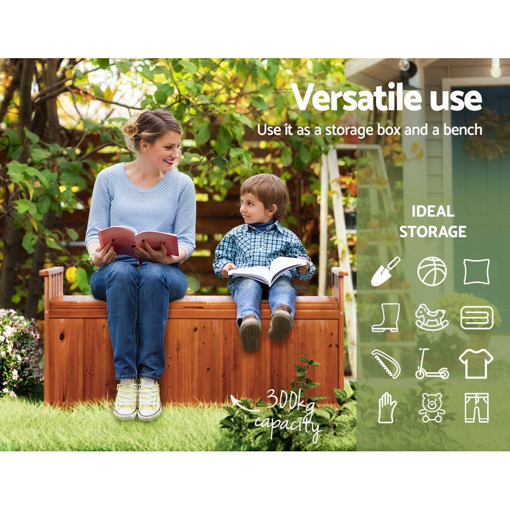 🌿 129cm Outdoor Wooden Storage Bench – Natural