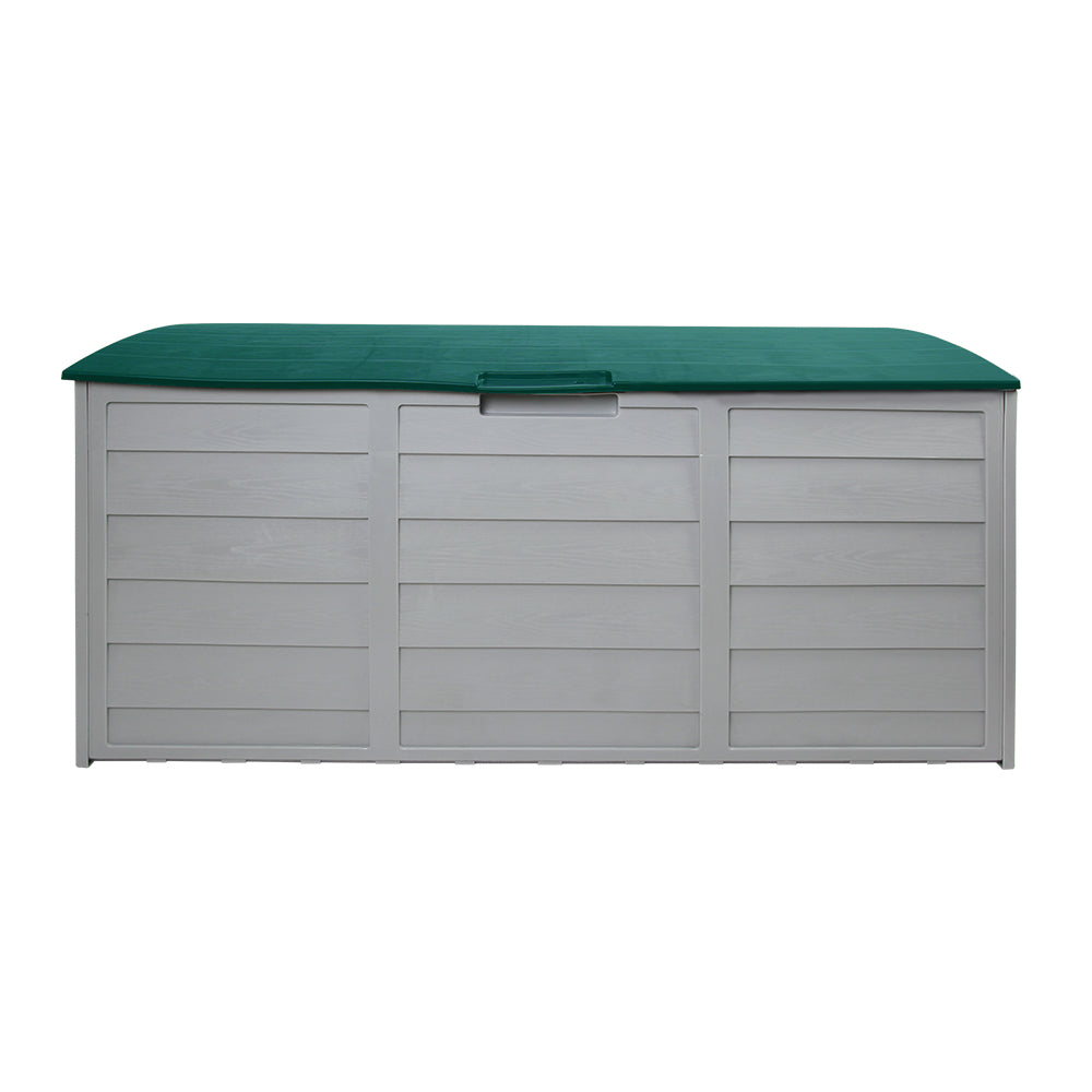 290L Outdoor Storage Box – Green Lockable Garden Deck Organiser with Wheels