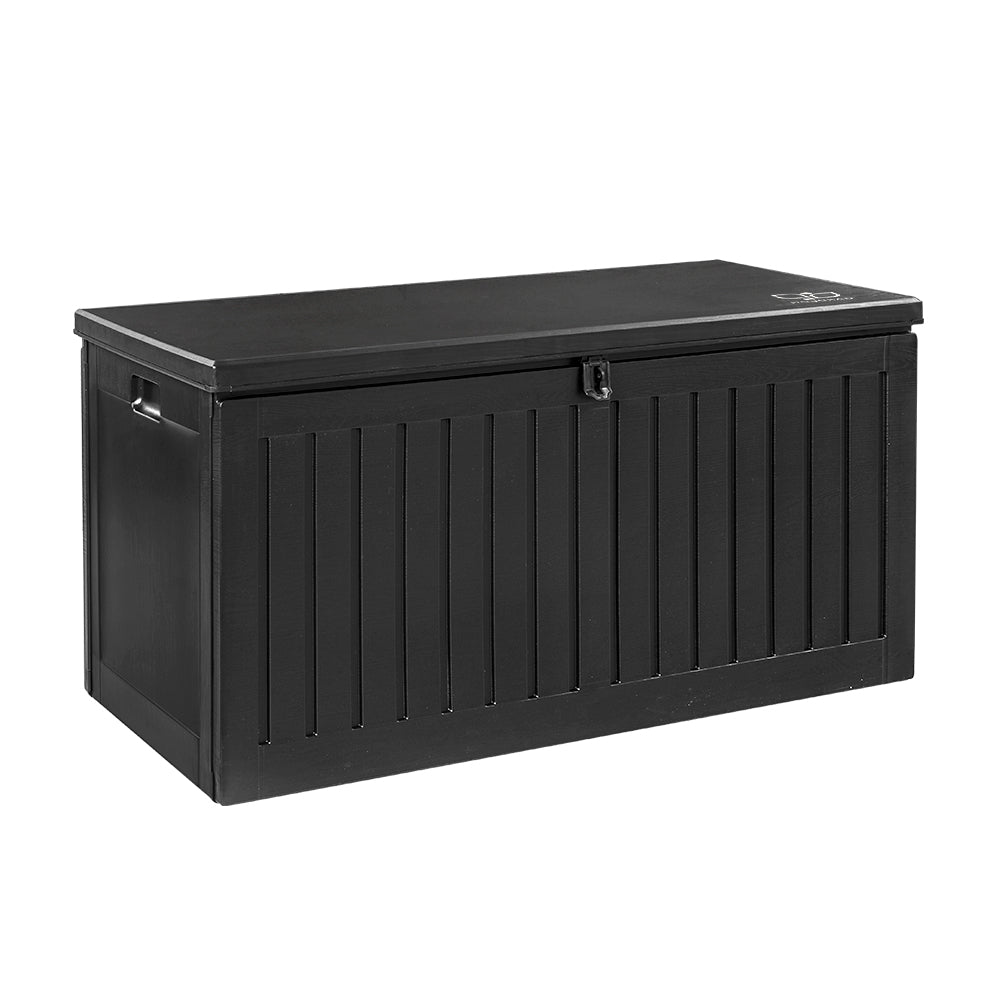 270L Outdoor Storage Box – Lockable Waterproof Garden Bench with Seat (Black)