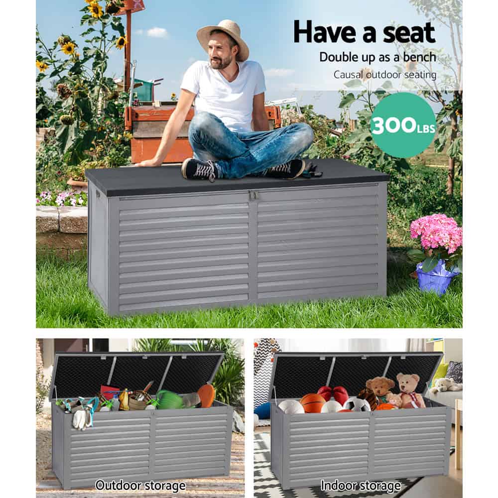 490L Outdoor Storage Box – Lockable, Weatherproof & Bench-Ready