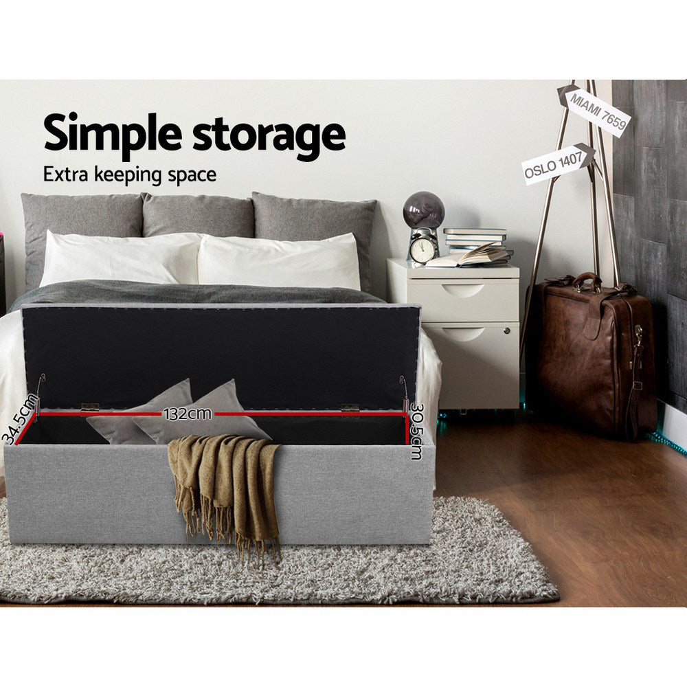 Extra-Long Storage Ottoman Seat – Artiss 140cm Grey Linen Blanket Chest