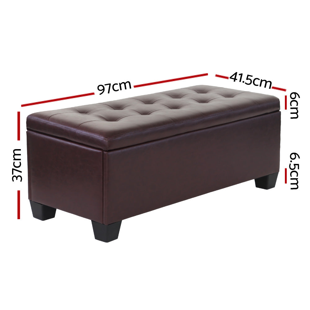 Living room or bedroom ottoman in classic leather look